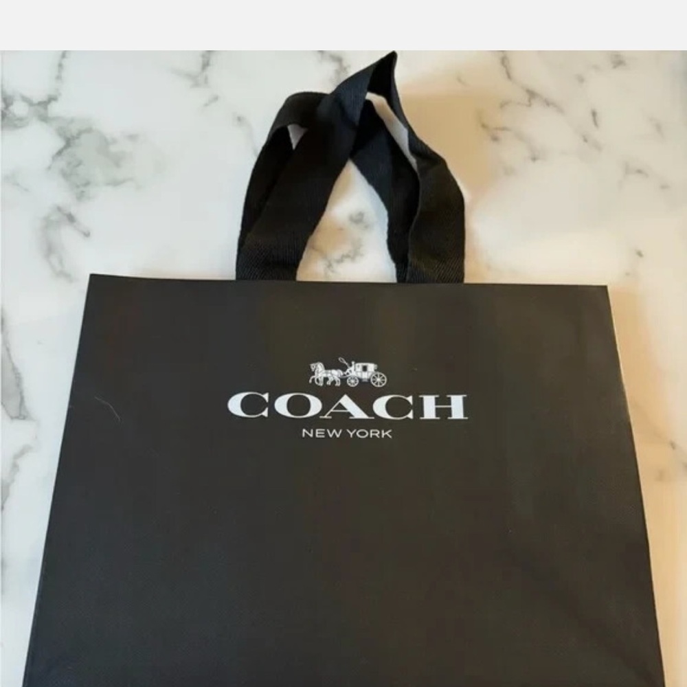 2 COACH NY Logo Reusable Black Paper Shopping Bags Envelope NEW White Dust Bag - Picture 9 of 16